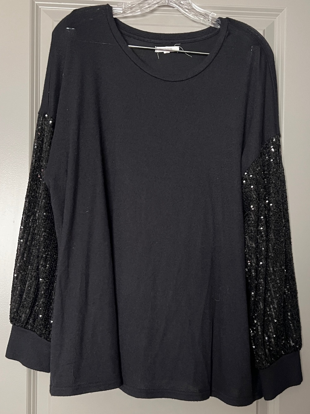 Black Sequin Sleeve Sweater